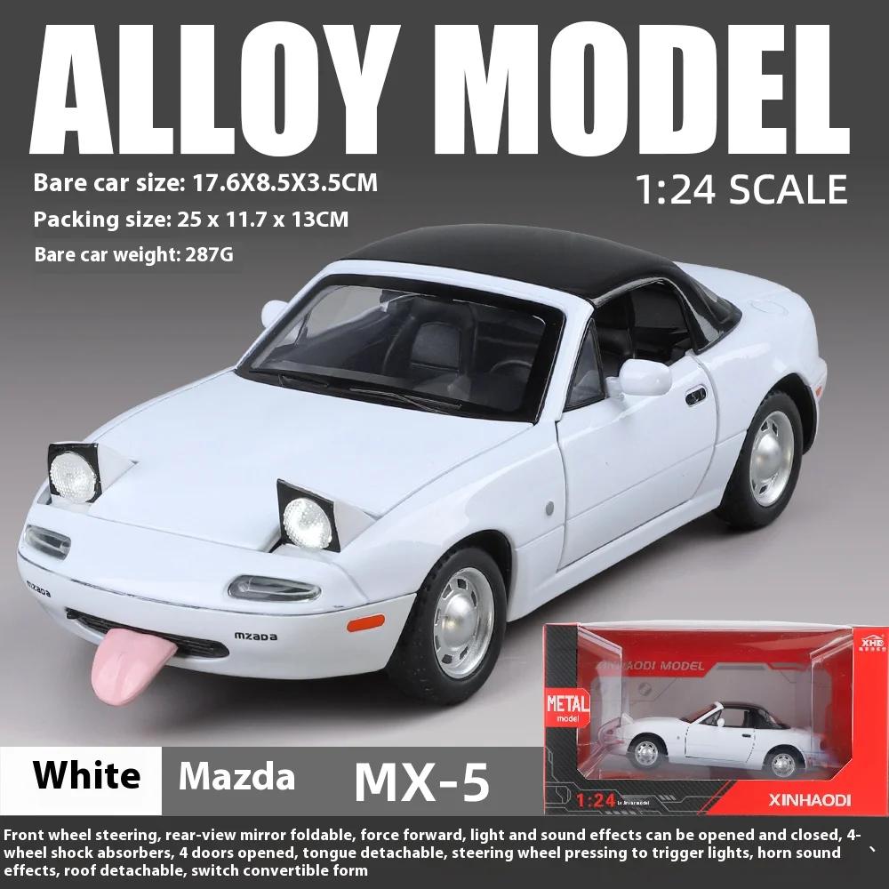 

1:24 MAZDA MX-5 Спортивний Автомобіль з Легкосплавного Металу Модель Лита Металева Гоночна Машина Модель Транспортного Засобу Звук та Світло Симуляція Колекція Іграшка Подарунок для Дітей