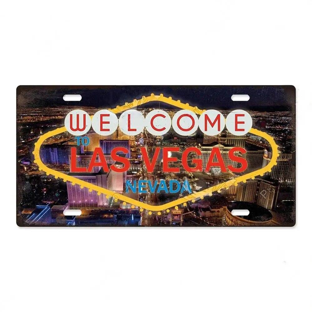 Vintage Las Vegas Metal Tiin Signs Decor Licenses Metal Plate Plaque Wall Decor for Living Room Club