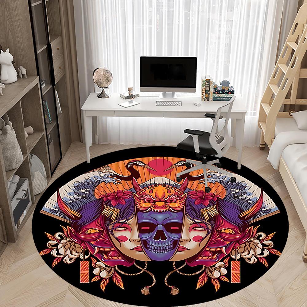 1PC Traditional Design Office Round Rug, Non slip, Soft and Durable Office Rug for Interior Decoration, Perfect for Office