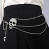 Punk Rock Metal Layered Chain Unisex Waist Key Chain For Jeans Hip-Hop Pants Fashionable Belt Chain Jewelry