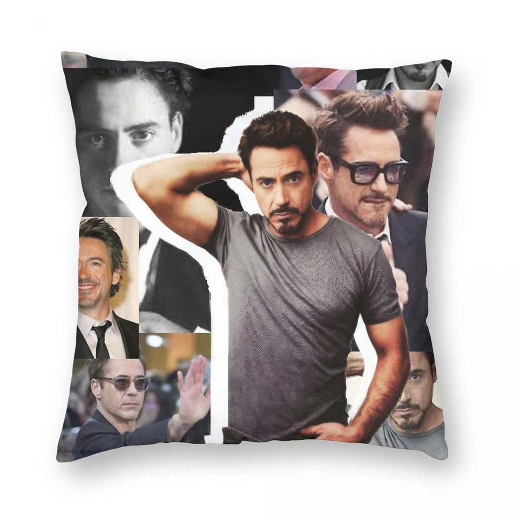 Robert Downey Jr Square Pillowcase Polyester Linen Velvet Printed Zip Decor Pillow Case Bed Cushion Cover