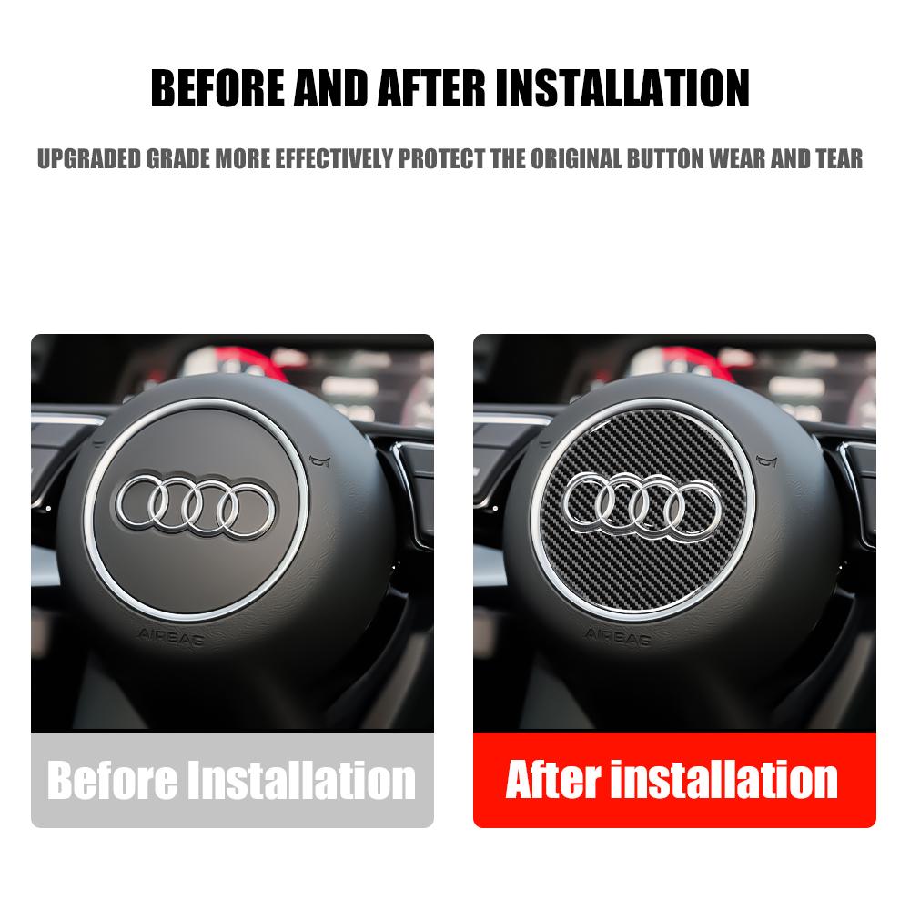 2026 Car Steering Wheel Carbon Fiber Emblem Covers Sticker For AQ3 A3 A6L A4L Q3 Q5 Q7 S3 Q2L Q5L A4 Auto Interior Decor Accessories