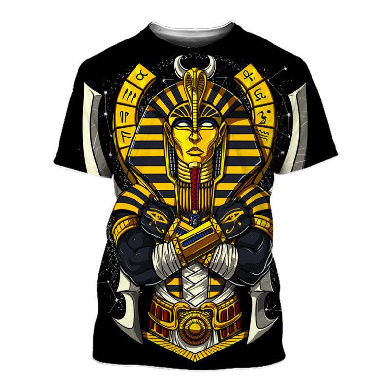 3D Gedrucktes Ägyptisches T-Shirt Herren Retro Ägypten Muster T-Shirts Sommer Harajuku Lockere T-Shirts Kurze Ärmel Unisex Rundhals Oberteile