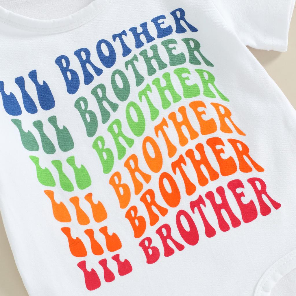 Big Sister Little Brother Outfits Short Sleeve Girl T-Shirt + Newborn Boy Romper Set Matching Clothes