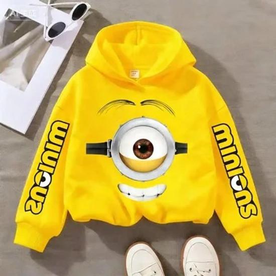 Children's Sweatshirt with Funny Minions Print for Spring/autumn Suitable for Boys andboys Loose and Comfortable with A Hoodie