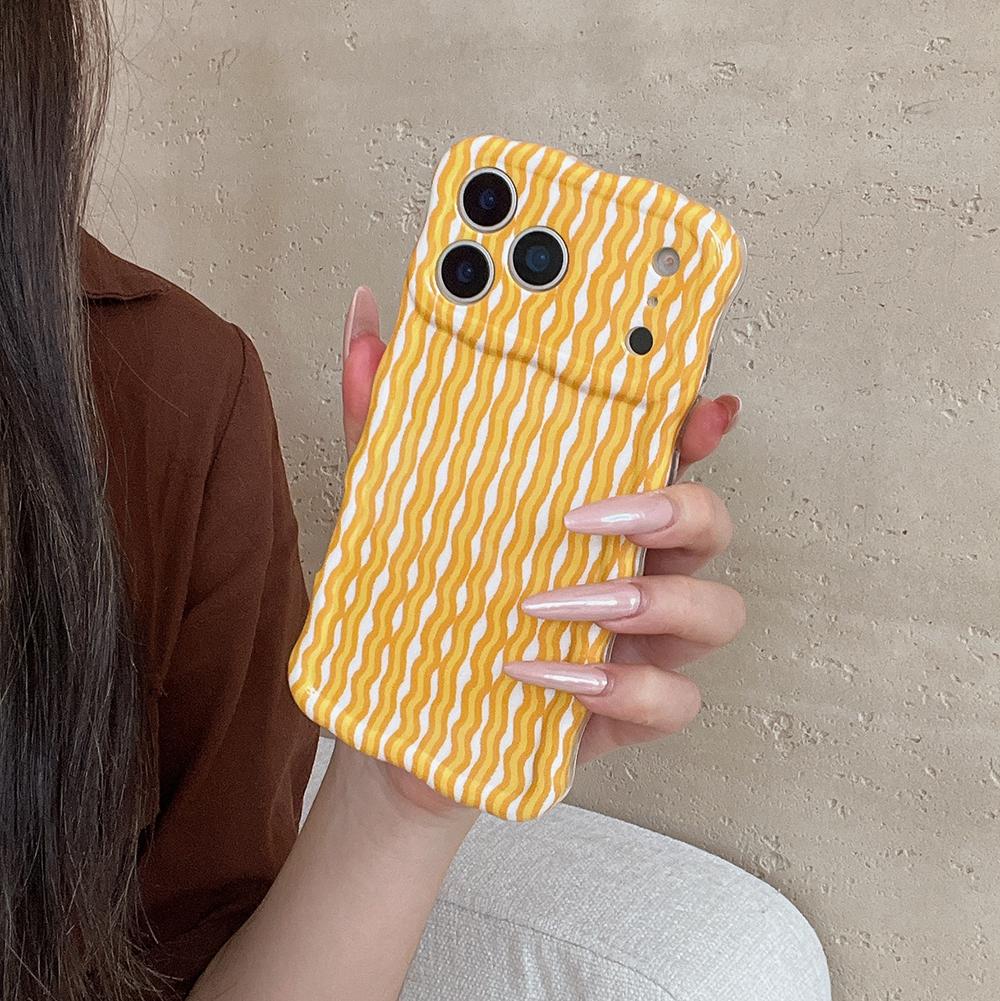 Simple Double Color Wave Stripes Camera Protection Case for IPhone 13 14 15 16 17 Pro Max Hit Color Collision Shockproof Cover