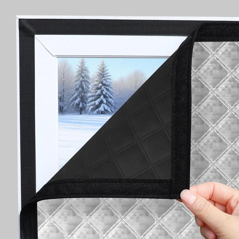 Window Windproof, Warm Curtain, Cold Double Thick Blackout Curtain, Soundproof Cotton Window Easy Install Cold-Blocking Design for Warm Winter Home