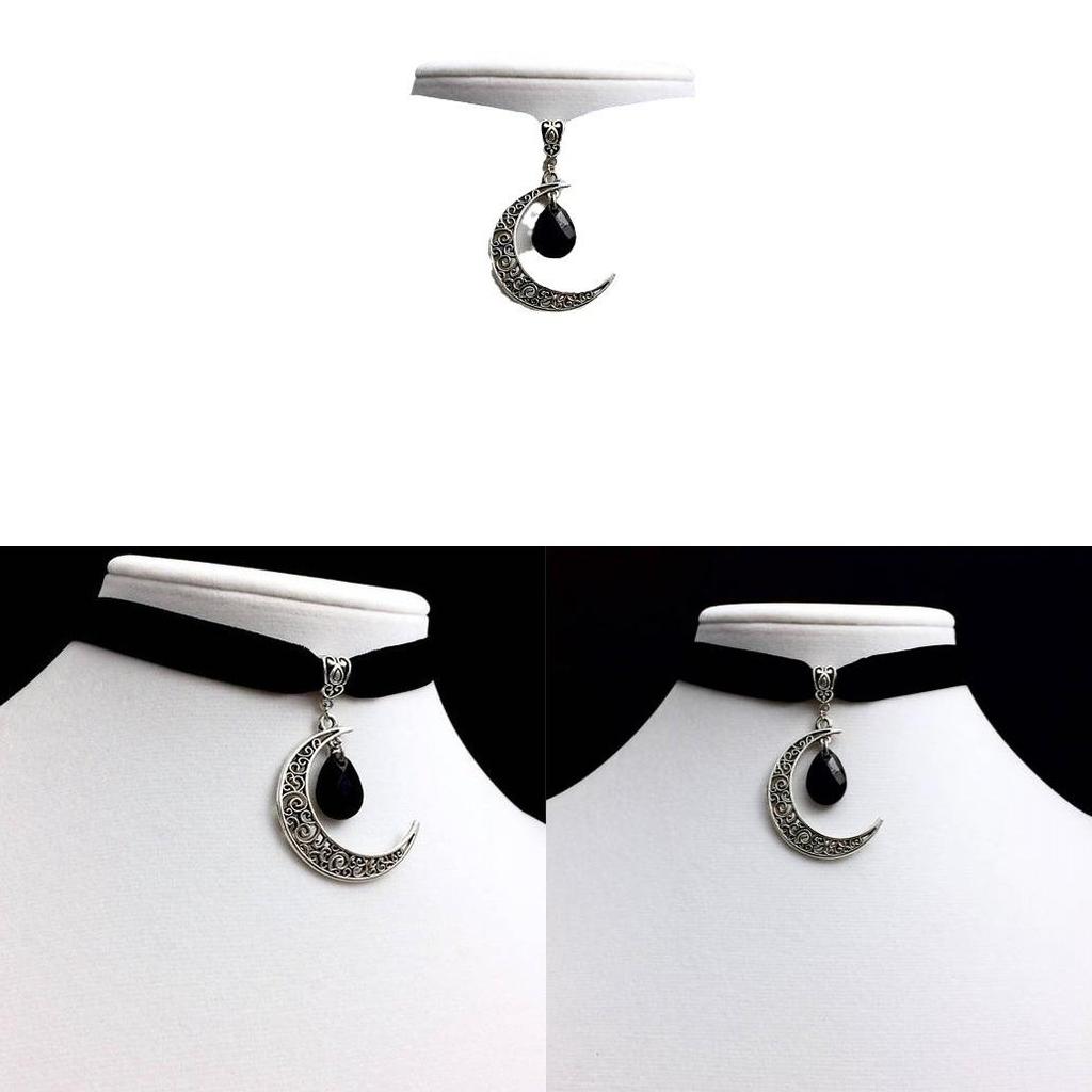 Moon Pendant Necklace With Alloy Geometric Design For Gothic Style Women