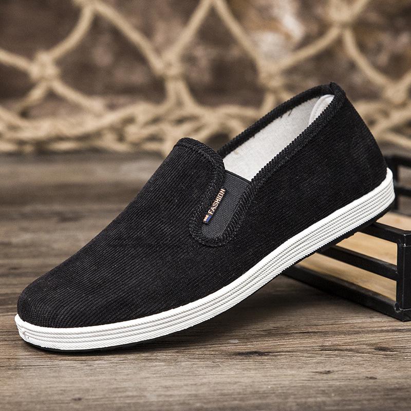 Fashion Beijing Men's Canvas Shoes Breathable Workwear Mountain Climbing Anti-slip Rubber Sole Round Toe Cotton Lined Casual Shoes