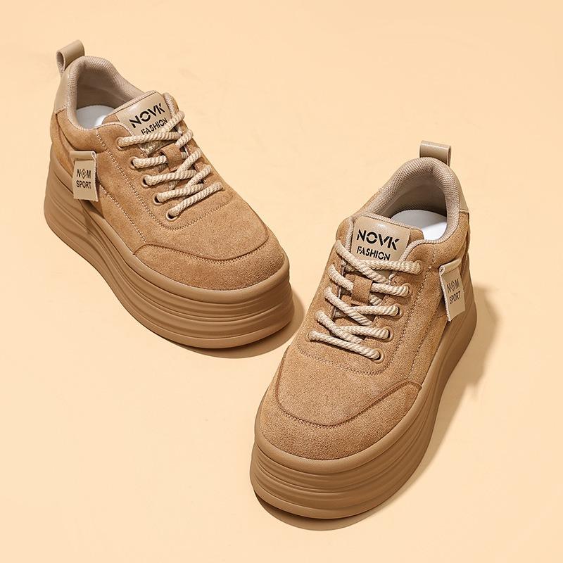 New Autumn Casual Small Design Thick-soled Heightening Shoes Women's Suede Shoes Children's Shoes Versatile and Advanced