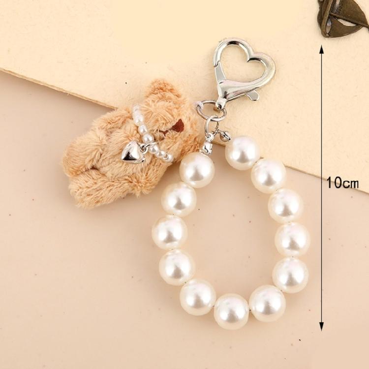 Stylish Lovely Bear Keychain Featuring Stylish Imitation Pearls Chain Suitable Accessory for Various Occasions
