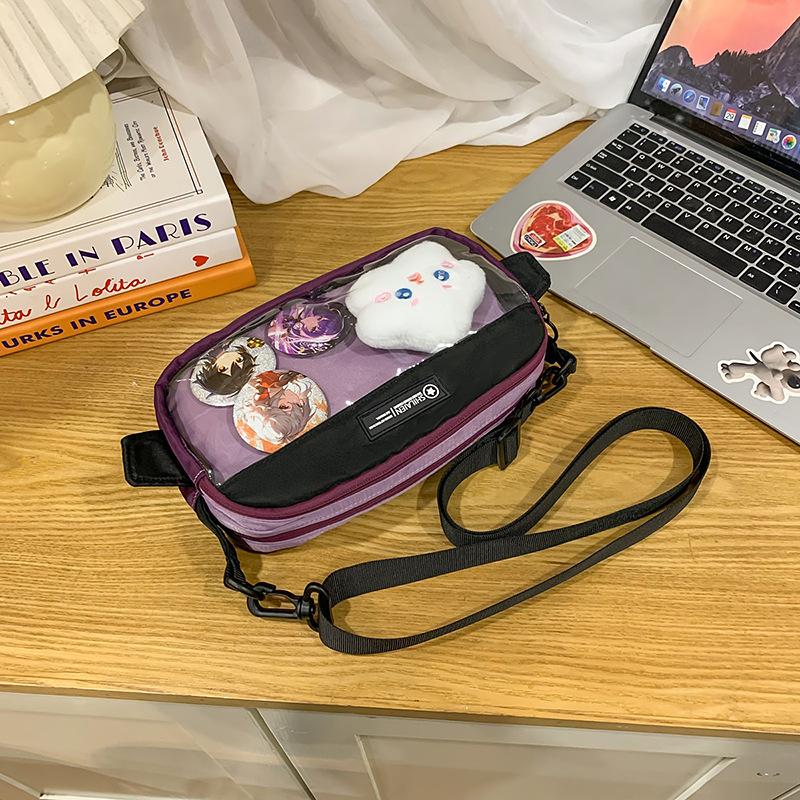 Transparent Pain Bag Female Summer Junior High School Student Large Capacity Crossbody Bag Class Commuter Shoulder Bag