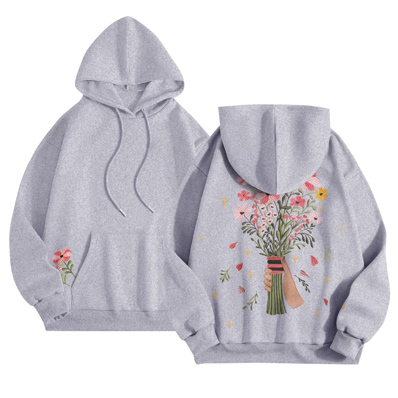 

Женские толстовки с капюшоном, свободные толстовки с длинным рукавом, повседневные пуловеры, толстовки с капюшоном, топы XL светло-серый