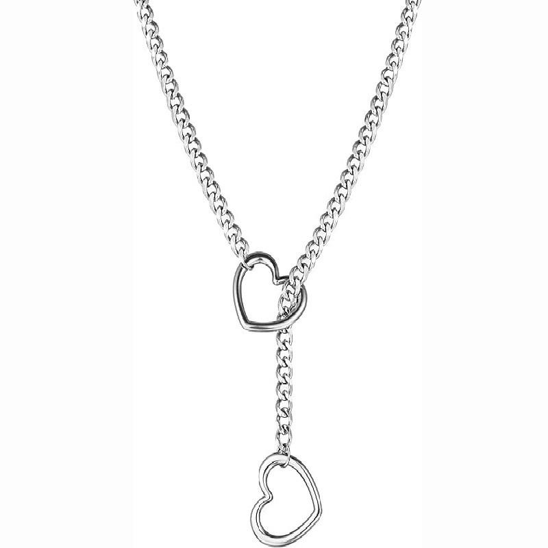 Gothic Punk Style Stainless Steel Heart And Circular Pendant Chain With Electroplating For Fashion
