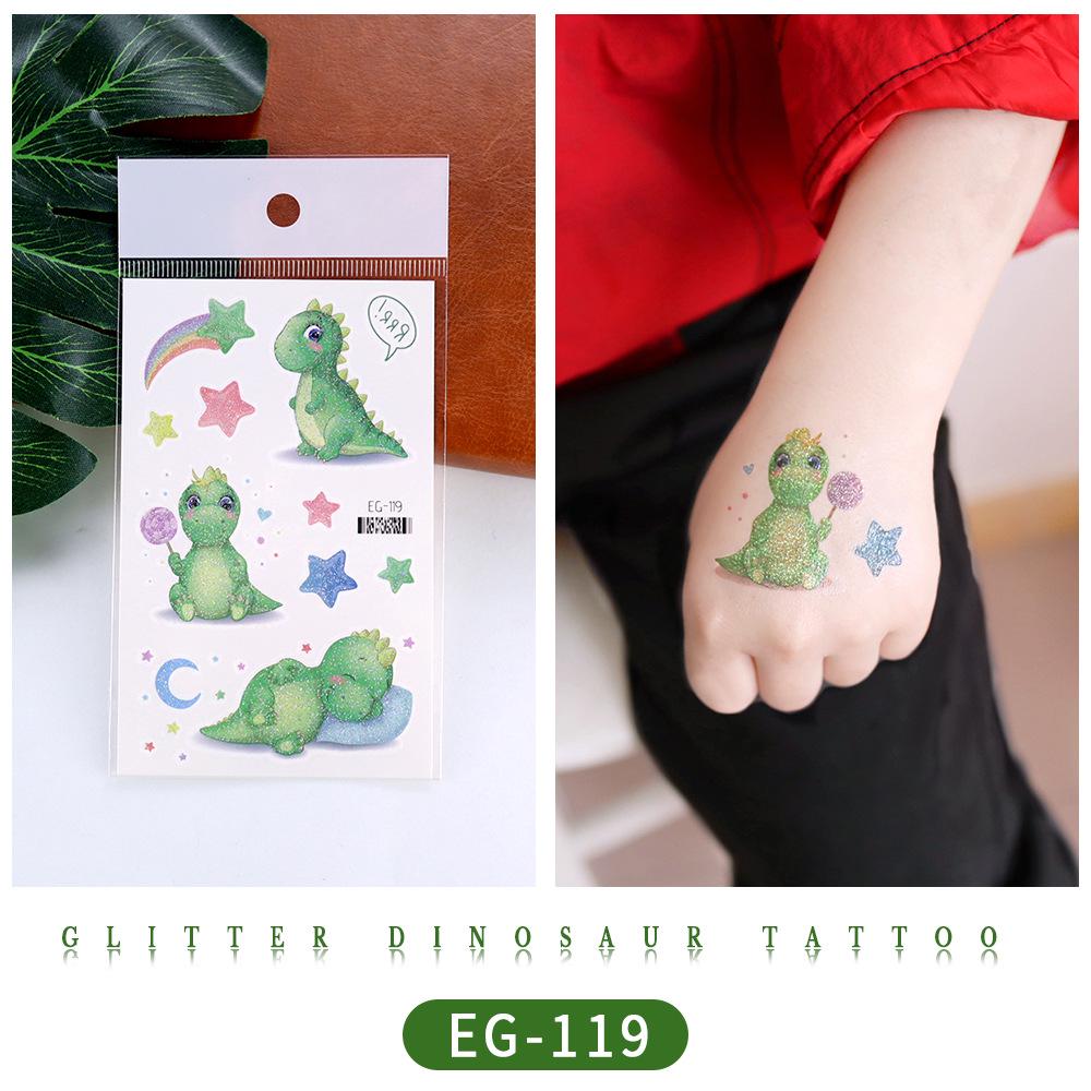 Ruikalong Glitter Animal Tattoo Stickers for Kids - Cartoon Dinosaurs, Water Transfer