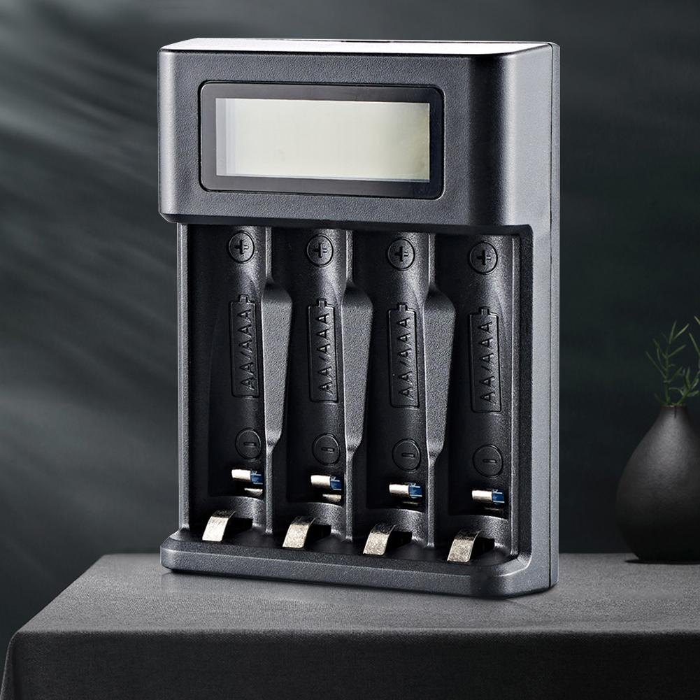 4 Slots LCD Display AA AAA Rechargeable Battery Charger Independent Slot USB Input for 1.2V Ni-MH/Ni-CD Rechargeable Batteries