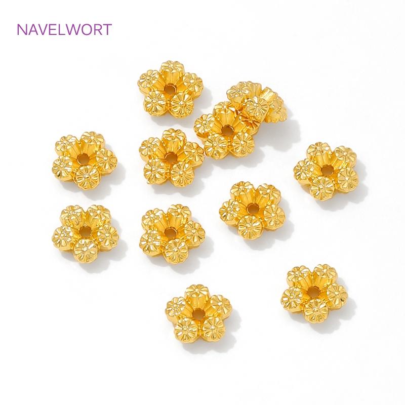 18K Gold Plated Brass Flower Spacer Beads For Jewelry Making,Separators For beads,Accessories For Bracelets,DIY Beading Supplies