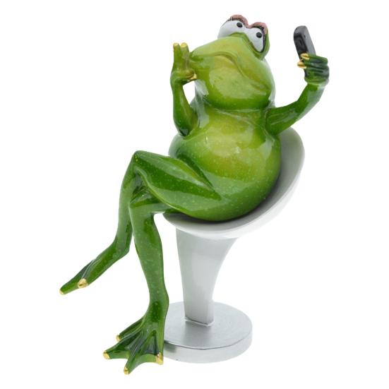 Toilet Frog Figurine Watching Phone Cartoon Frog Statue Resin Sculpture Indoor Outdoor Decoration Ornament