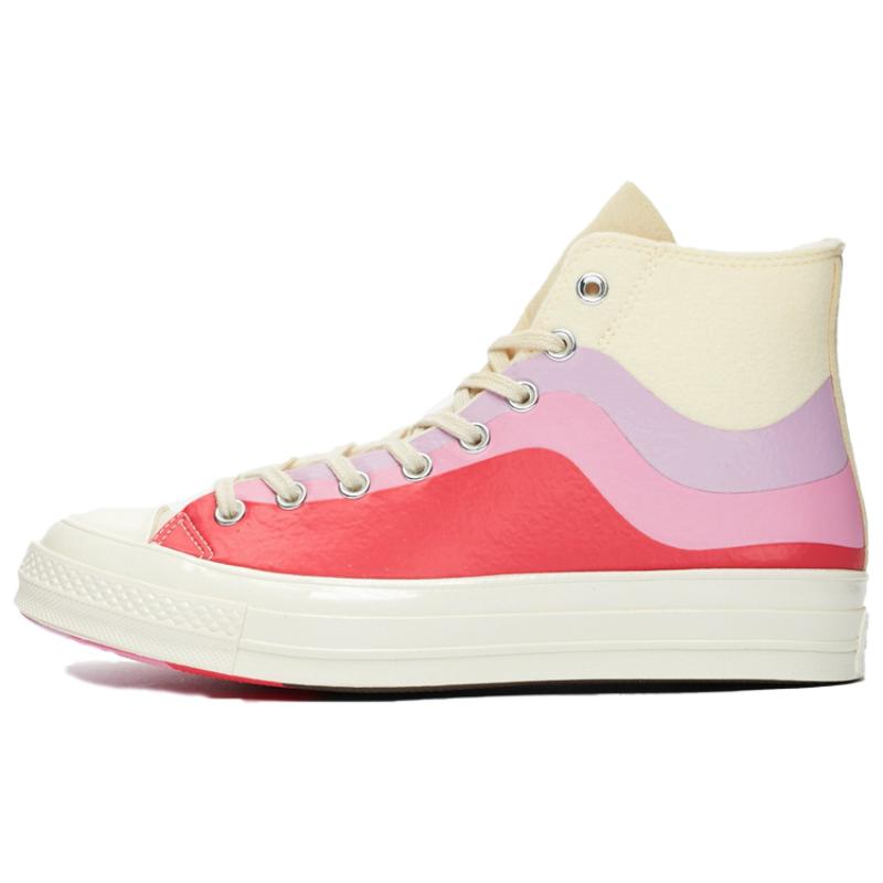 

Converse Chuck Taylor All Star 70 Hi Удобные и стильные эспадрильи на высокой платформе Унисекс стиль Белый Розовый 36