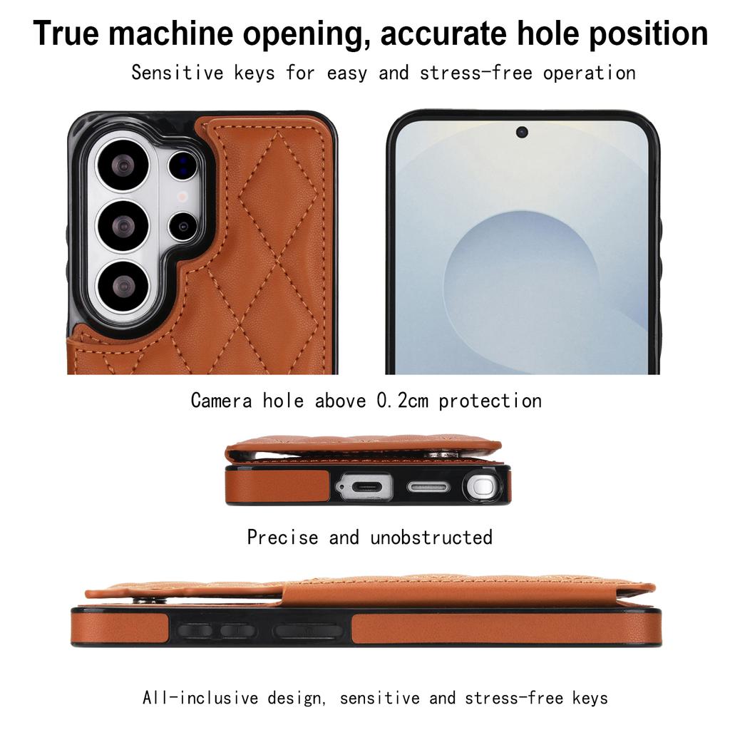 Cartera de Piel con Ranura para Tarjetas Magnéticas de Lujo para Samsung S26 Ultra Edge S24 Plus S25 FE A56 A36 A16 Funda tipo Bolsillo con Soporte de Diamante