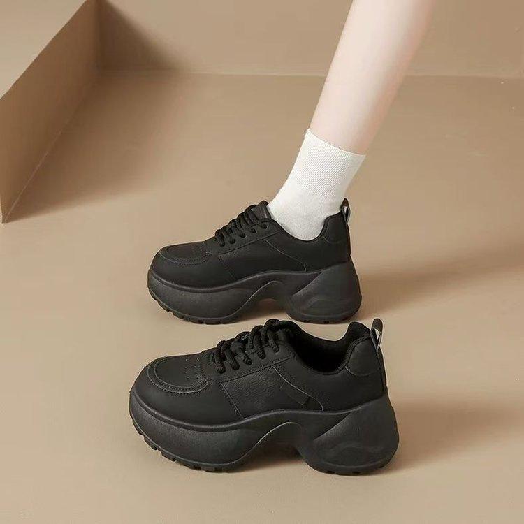 Leather dad shoes new autumn thick-soled muffin shoes light feet small sports casual shoes