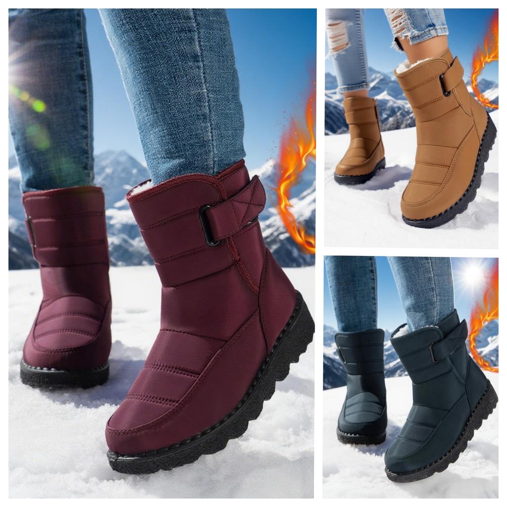 Women's Large Size 45 Winter New Arrival Fleece-Lined Warm Cotton Boots Mid-Length Boots Leather Snow Boots