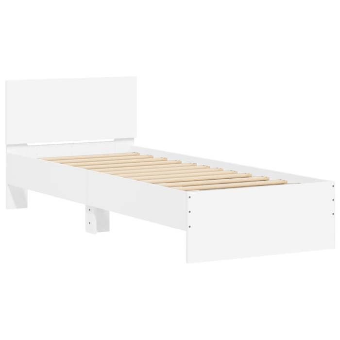 VidaXL Bed Frame with Headboard White 90x190 Cm Engineered Wood 838652