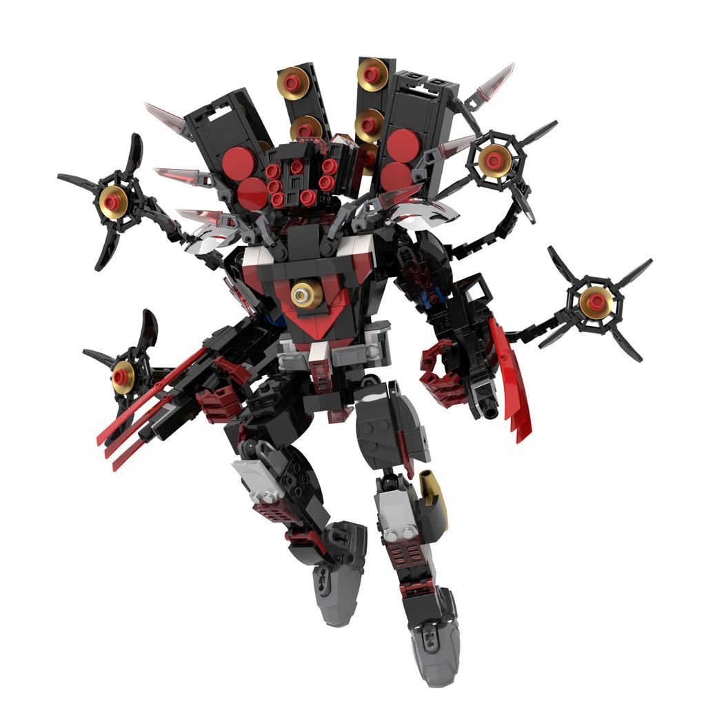 606pcs Hell Guitar Speaker Man Building Block Model Popular Video Horror Game Mech Assembly Brick Toy Gift for Toilet Fans