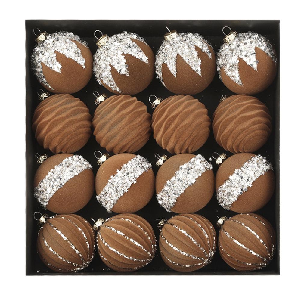 16Pcs Shiny Flocking Christmas Ball 6cm Christmas Tree Decoration  Festival Ornament