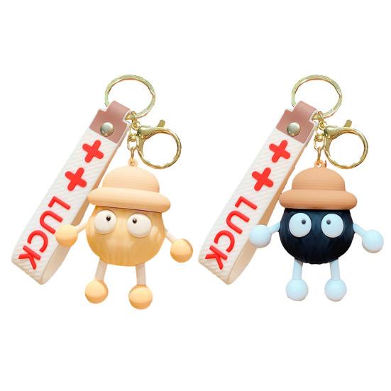 Silicone Cartoon Ball Keychain Wristlet Car Key Ring Pendant Backpack Bag Purse Charm Accessory