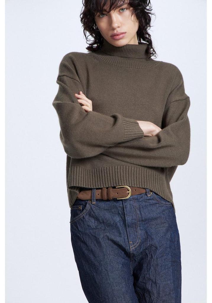 European & American Style Women's High Neck Knit Sweater - Loose Fit, Autumn/Winter