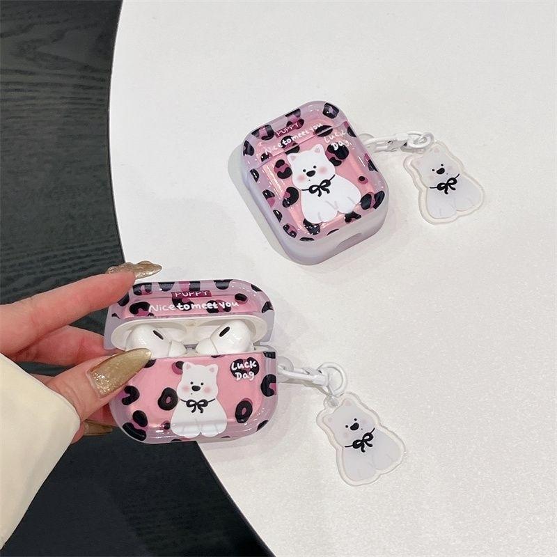 Applicable Apple AirPods 1 Earphone Case Pro1 Bluetooth Earphone Case 1 Leopard Print Puppy Pendant Anti-drop Female