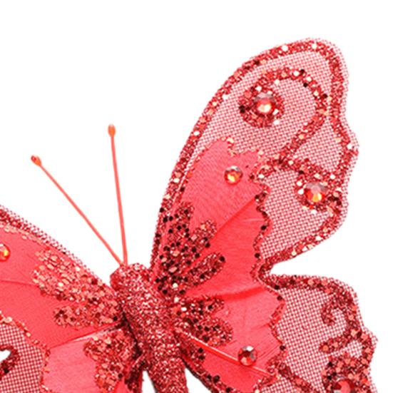 3 Pcs Glitter Sequins Butterfly Ornament Artificial Butterfly Christmas Decoration with Clips for Christmas Tree Wreath Holiday Decoration