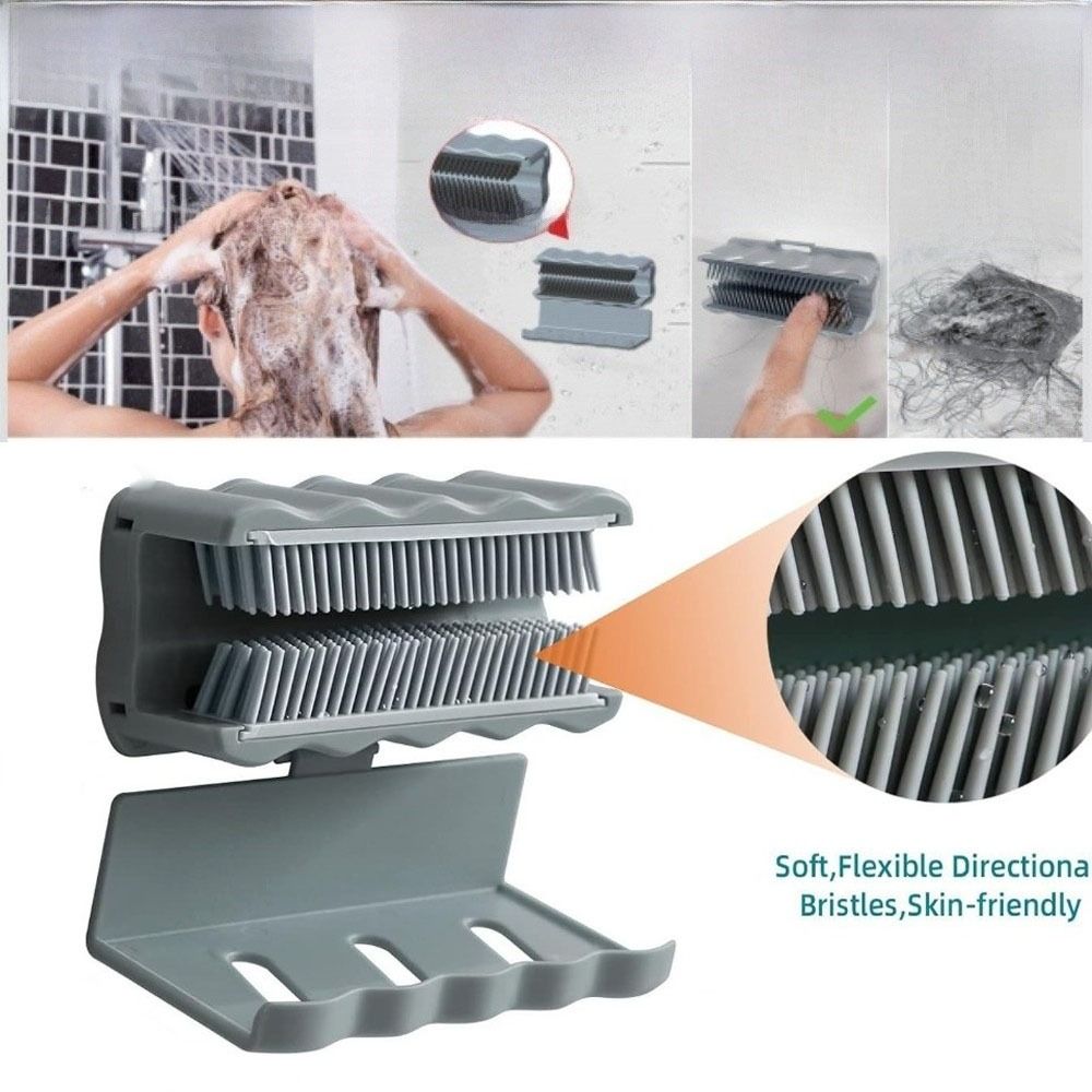 Soft Brush Bathroom Hair Catcher 2in1 Bathtub Hair Stopper Shower Hair Collector  For Home