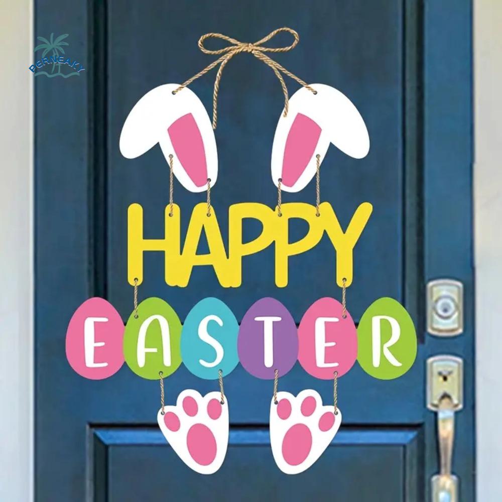 Photo Props Cartoon Easter Door Hanging Colorful Paper Bunny Egg Decoration Handmade Rabbit Door Wall DIY Pendants Party Favors