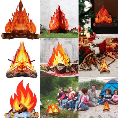 Künstliches Feuer, einfach zu montieren, kreative Modellierung, Heimdekoration, 3D-dekoratives Lagerfeuer aus Pappe für Sommerlager