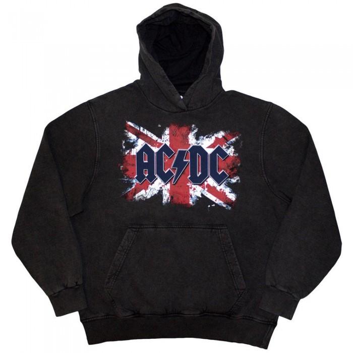 AC/DC Unisex mikina s kapucí a motivem britské vlajky s kamenným praním