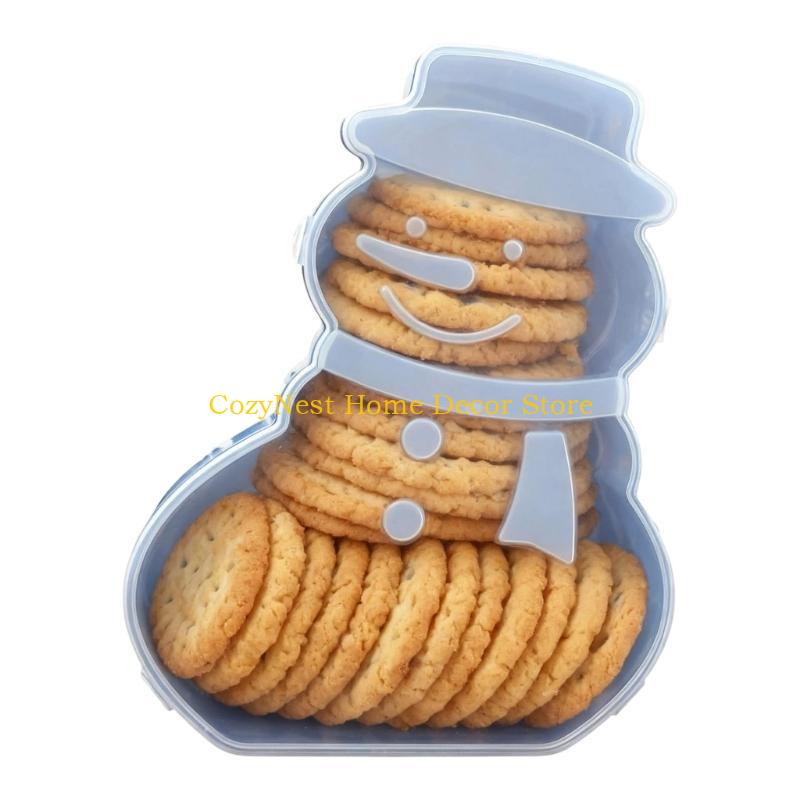 92MF Christmas Serving Tray & Festive Christmas Biscuit Storage with Lid Holiday Snowflake Tree Character Container for Candy,