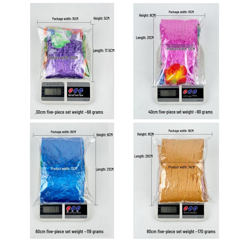 Kaifeng Summer Hawaiian Grass Skirt and Flower Garland Dance Party Set - 5 Pieces (30CM, 40CM, 60CM, 80CM)