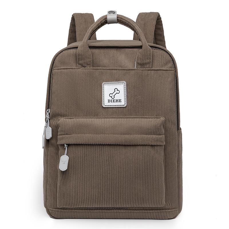 Schoolbag New Japanese Schoolbag Female Junior High School College Student Corduroy Backpack Travel Large Capacity Simple Portable Backpack