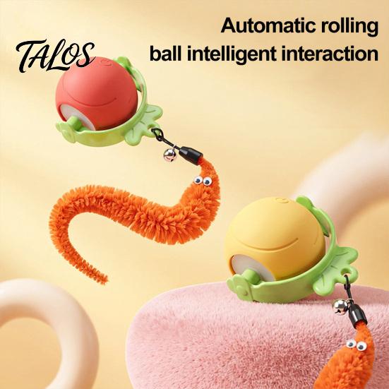Rechargeable Pet Toy Interactive Cat Ball, Self Rolling Ball with Bell And Detachable Plush Tail, Automatic Obstacle Avoidance, Light for Indoor Cats