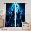 2pcs,2D Plane Printing Window Curtain Lunar Duet Versatile Durable Polyester (without Rod) Decorations For Home Ldeal for