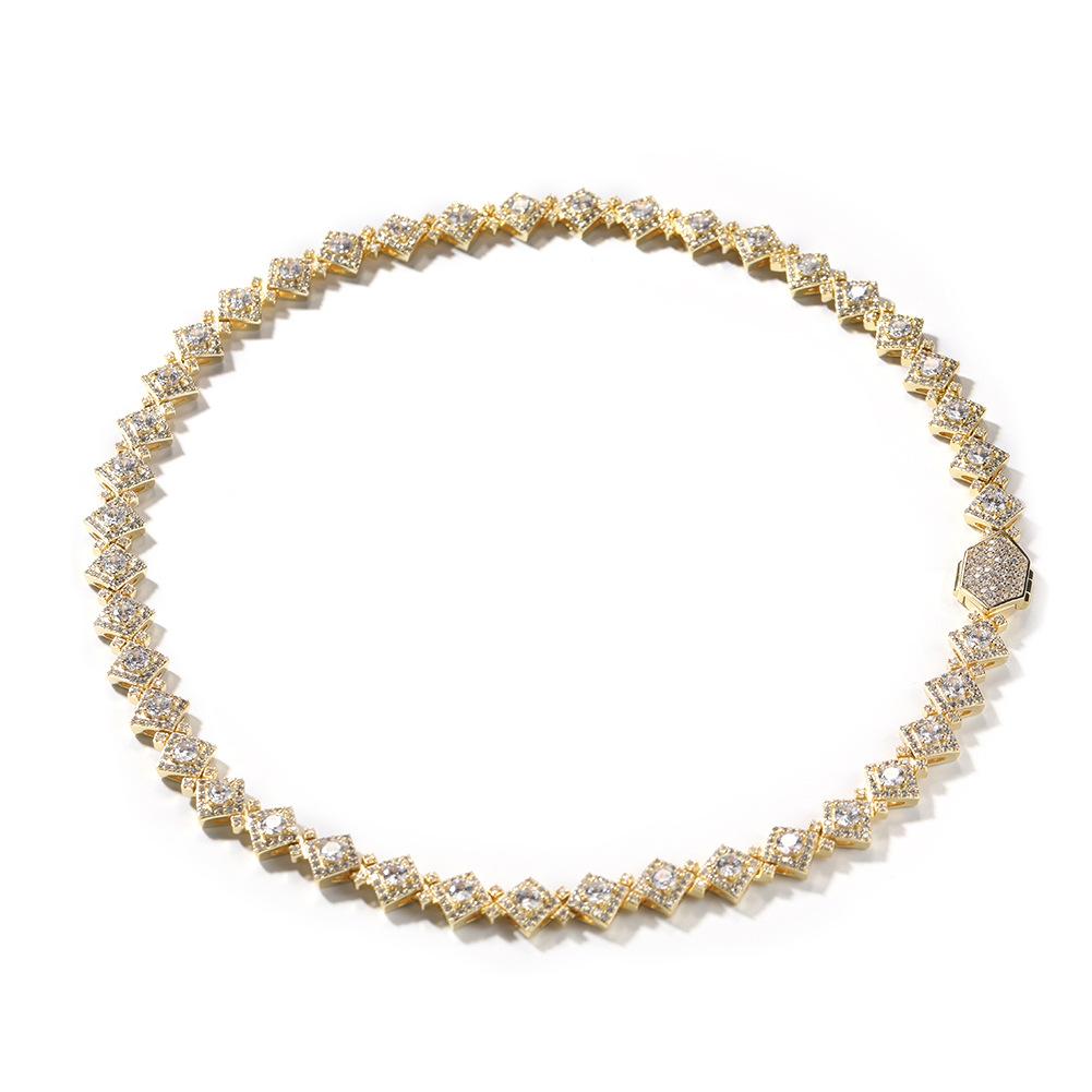 Collier Hip Hop en diamant européen et américain pour hommes, personnalité rétro carré en Zircon, chaîne de pull, bijoux