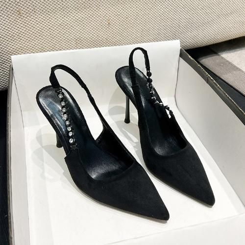 Fashion 2025 Spring Autumn Women's Stiletto Heels Sexy Pointed Toe Club Sandals Rhinestone Open Toe Slip-On Shoes