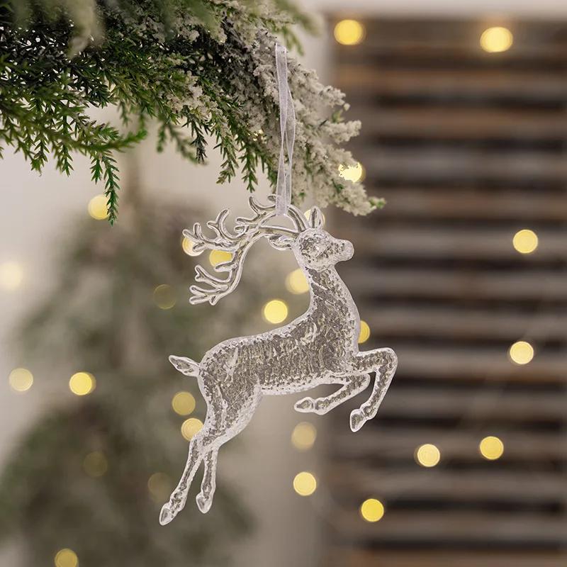Acrylic Acrylic Snowflake Icicle Ornaments White Lifelike Drop Pendants Crystal Christmas Deer Pendant Xmas Tree New Year 2025