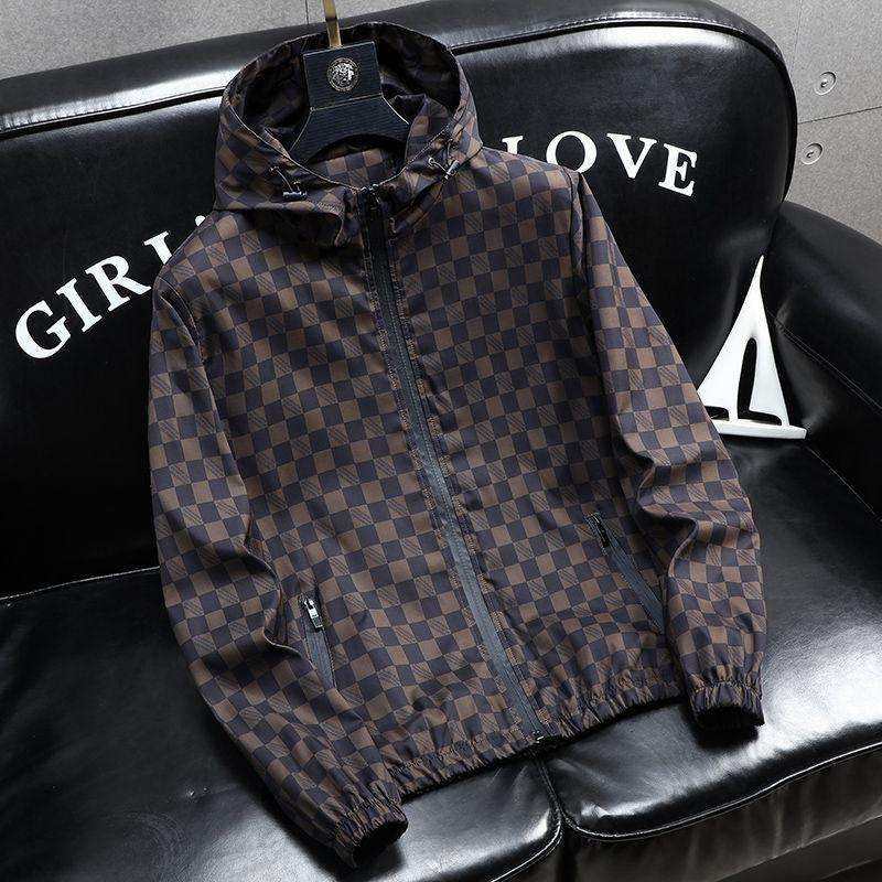 Men's 2025 Trendy Windproof Double-Layer Hooded Jacket with Letter Print