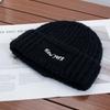 Simple letter blue knitted wool hat women's winter new warm ear protection hat bag head cold hat