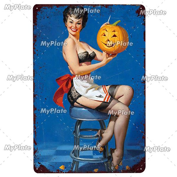 Beauty Woman Metal Sign Bar Pub Decor Plaque Metal Vintage Crafts Home Decor Painting Plaques Art Pinup Poster