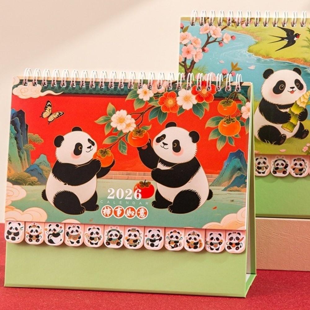 Coil Binding 2026 Desk Calendar Chinese Style Standing Flip Calenda  Desktop Decoration