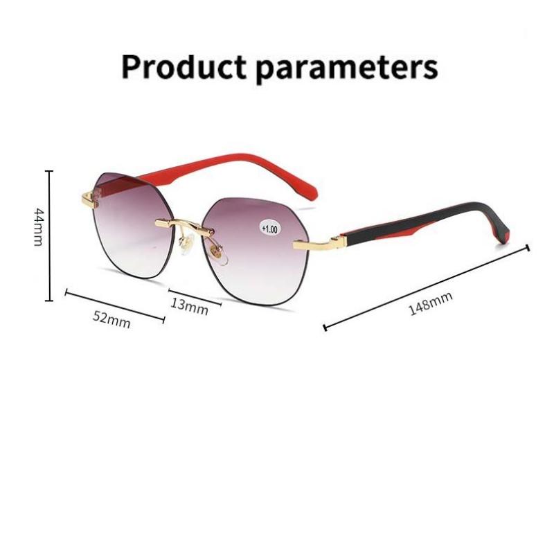 Fashion Vintage Polygonal Reading Glasses Men Trendy Metal Frame Anti Blue Light Presbyopic Eyewear Outdoor Shading Sunglasses